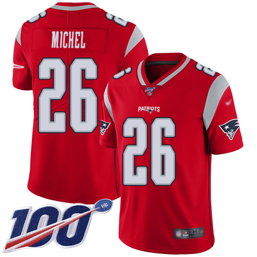 New England Patriots Football #26 100th Season Inverted Legend Limited Red Men Sony Michel NFL Jersey